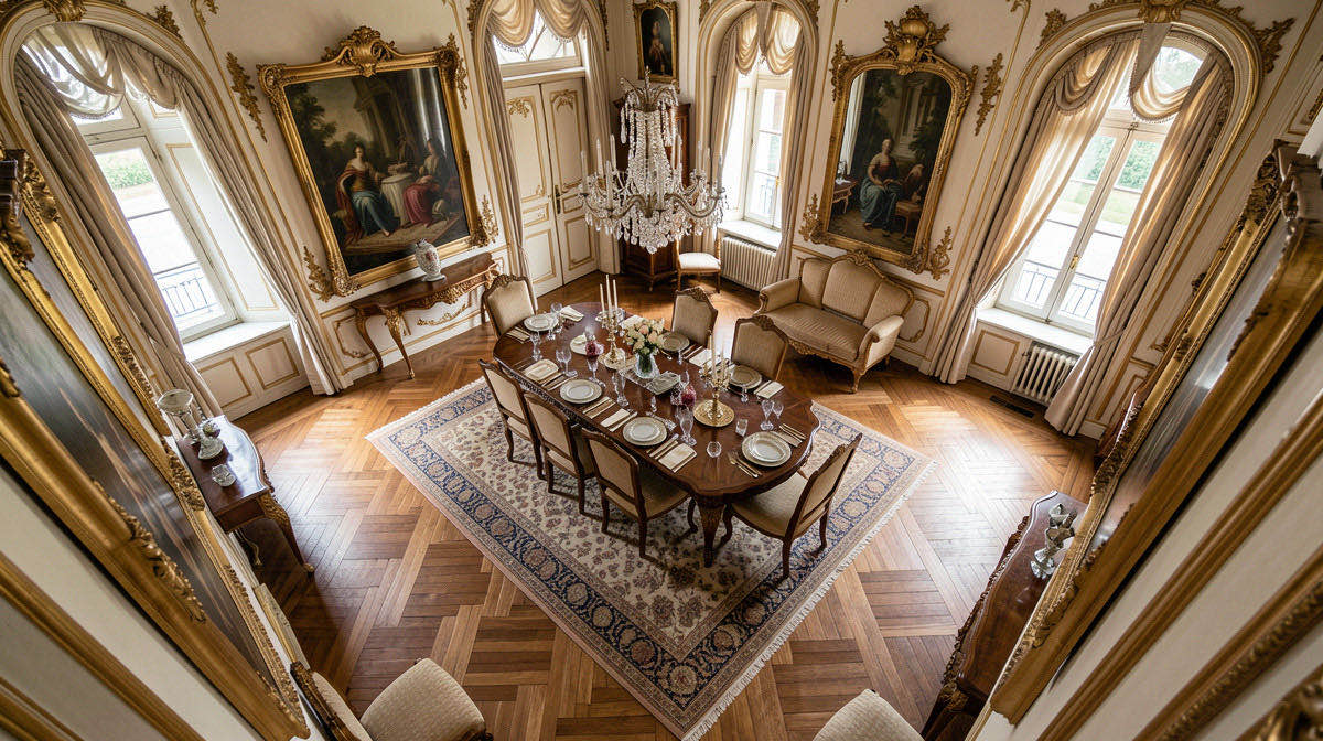 Baroque dining room — overhead