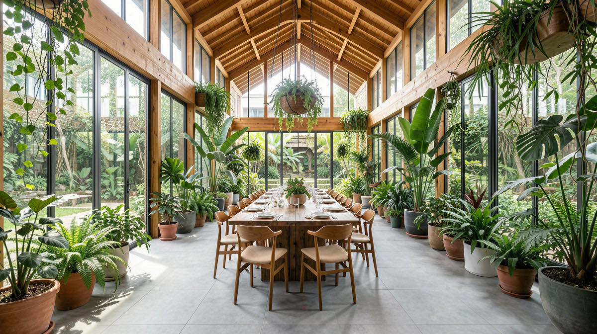 Biophilic dining room — wide
