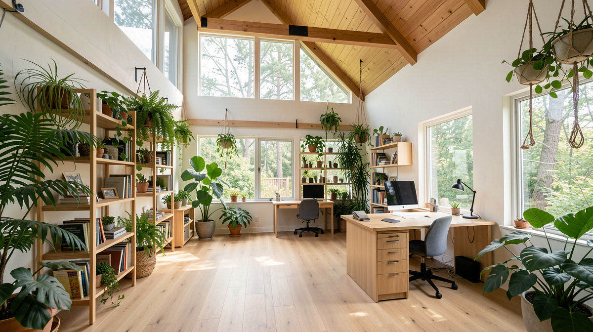 Biophilic home office — wide