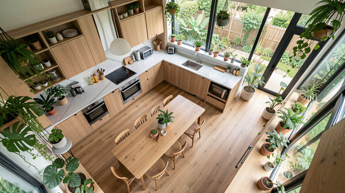 Biophilic kitchen — overhead
