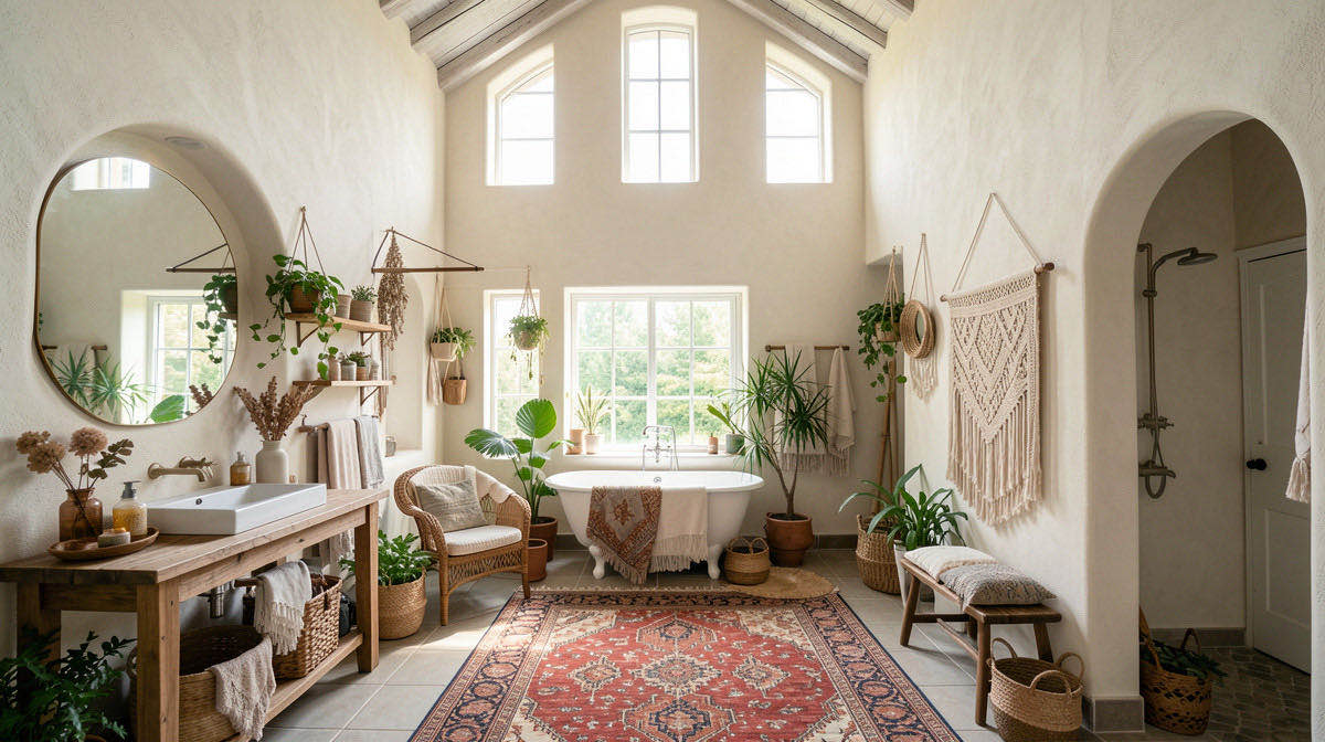 Boho bathroom — wide