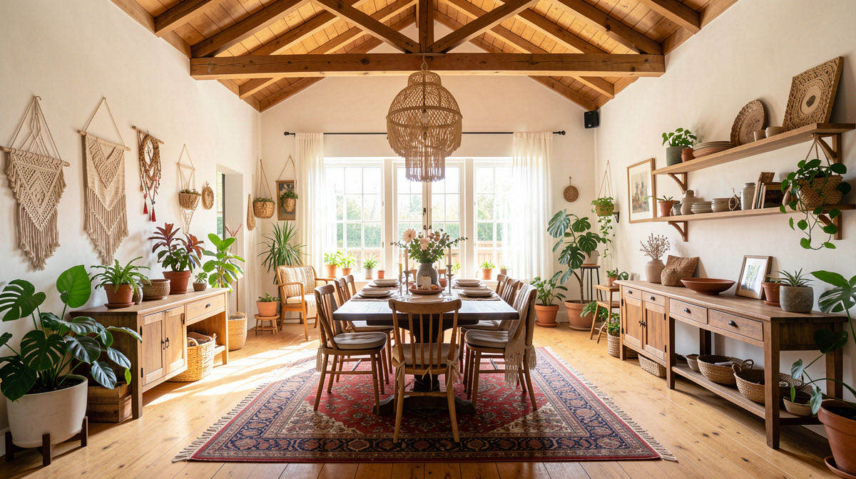 Boho dining room — wide