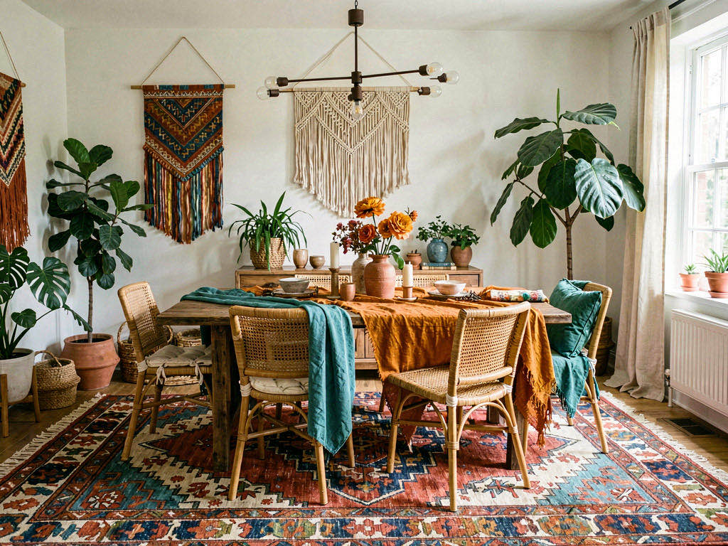 Boho dining room — room view