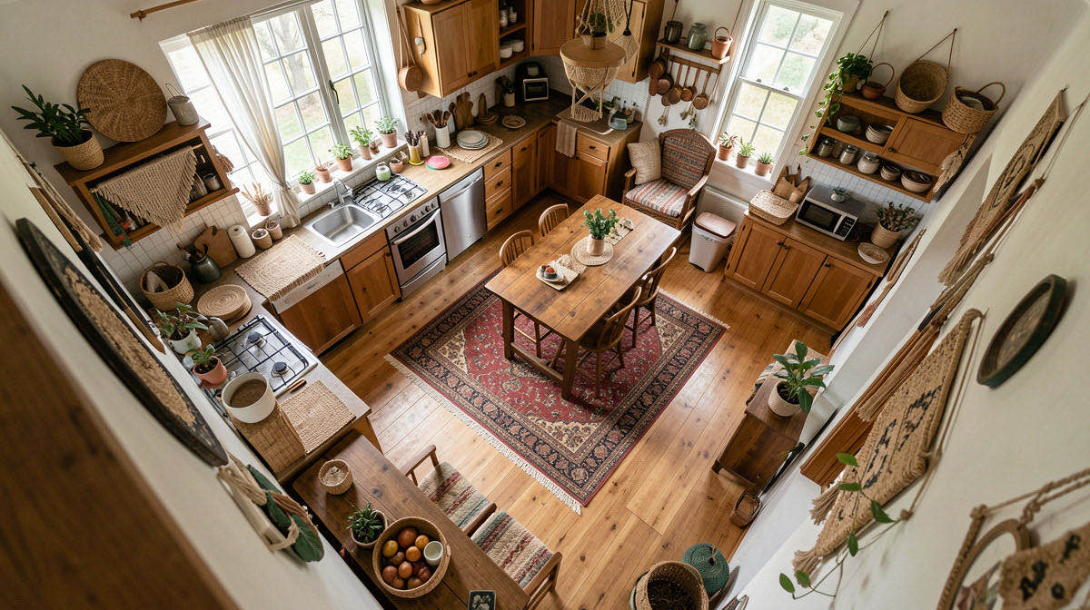 Boho kitchen — overhead