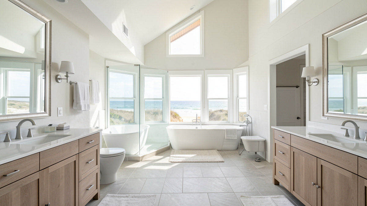 Coastal bathroom — wide