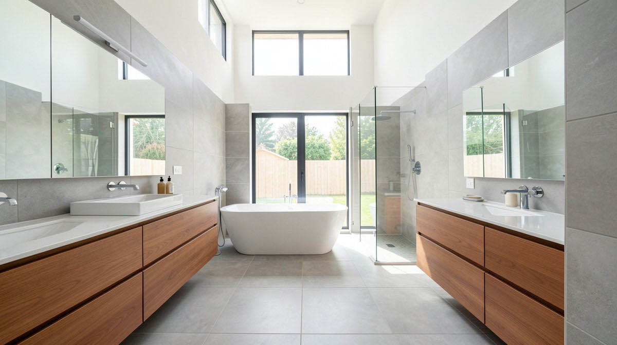 Contemporary bathroom — wide