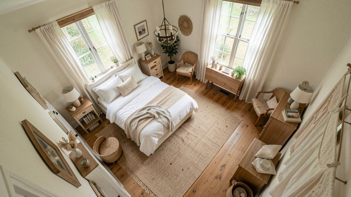 Cottagecore bedroom — overhead