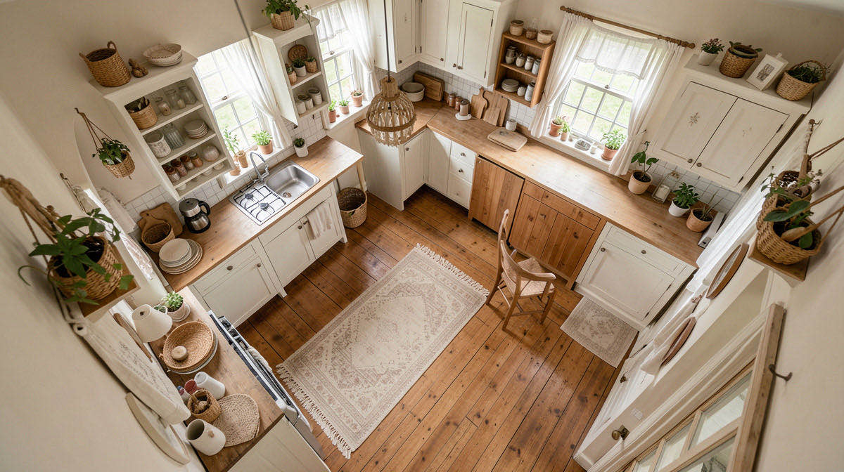 Cottagecore kitchen — overhead