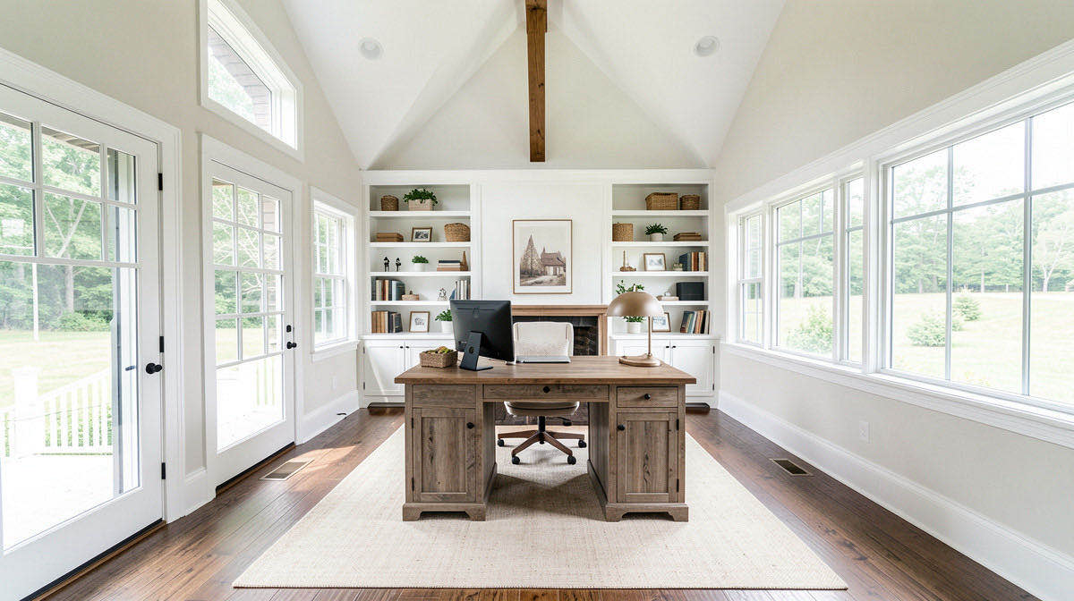 Farmhouse home office — wide