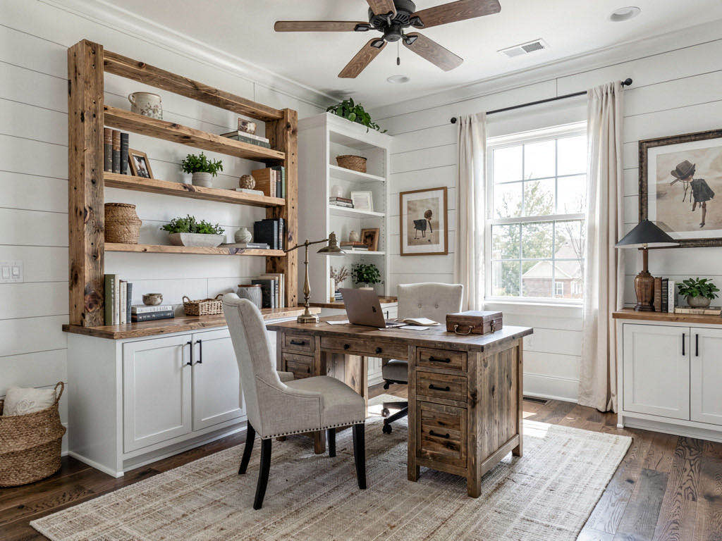 Farmhouse home office — room view