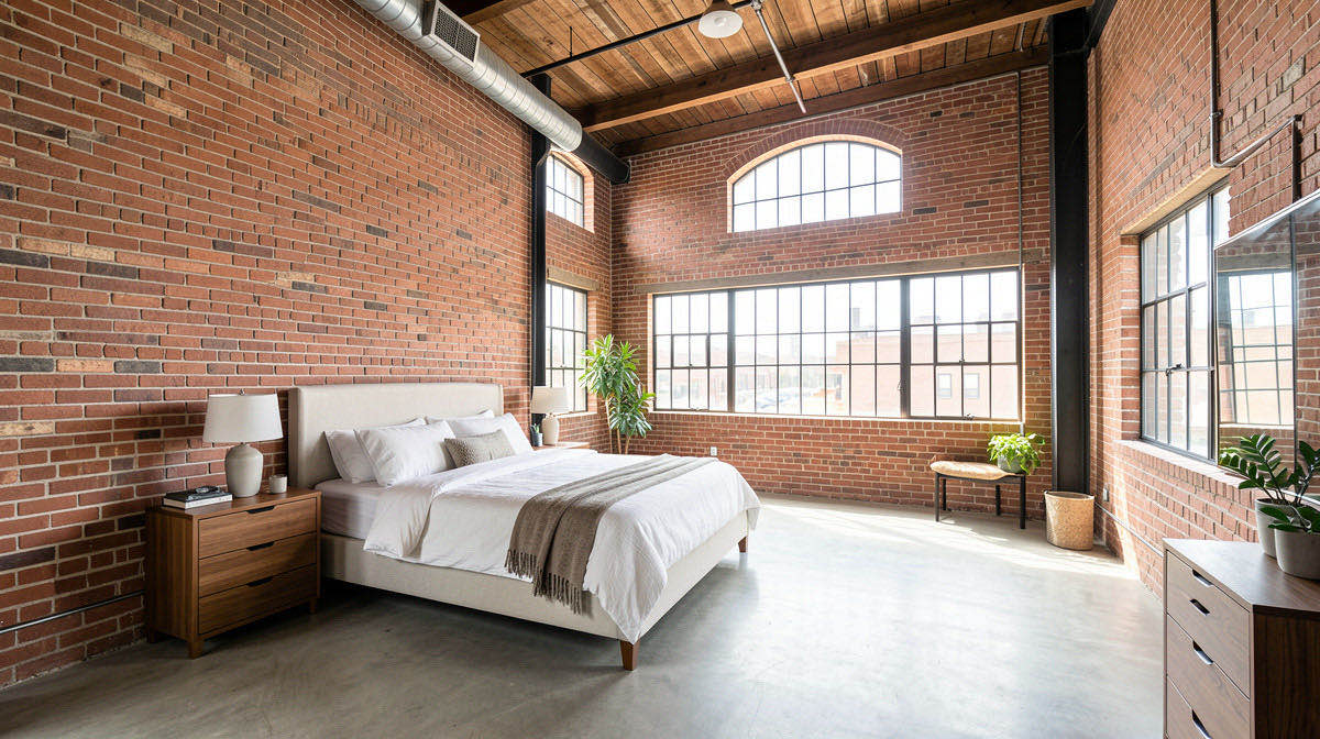 Industrial bedroom — wide