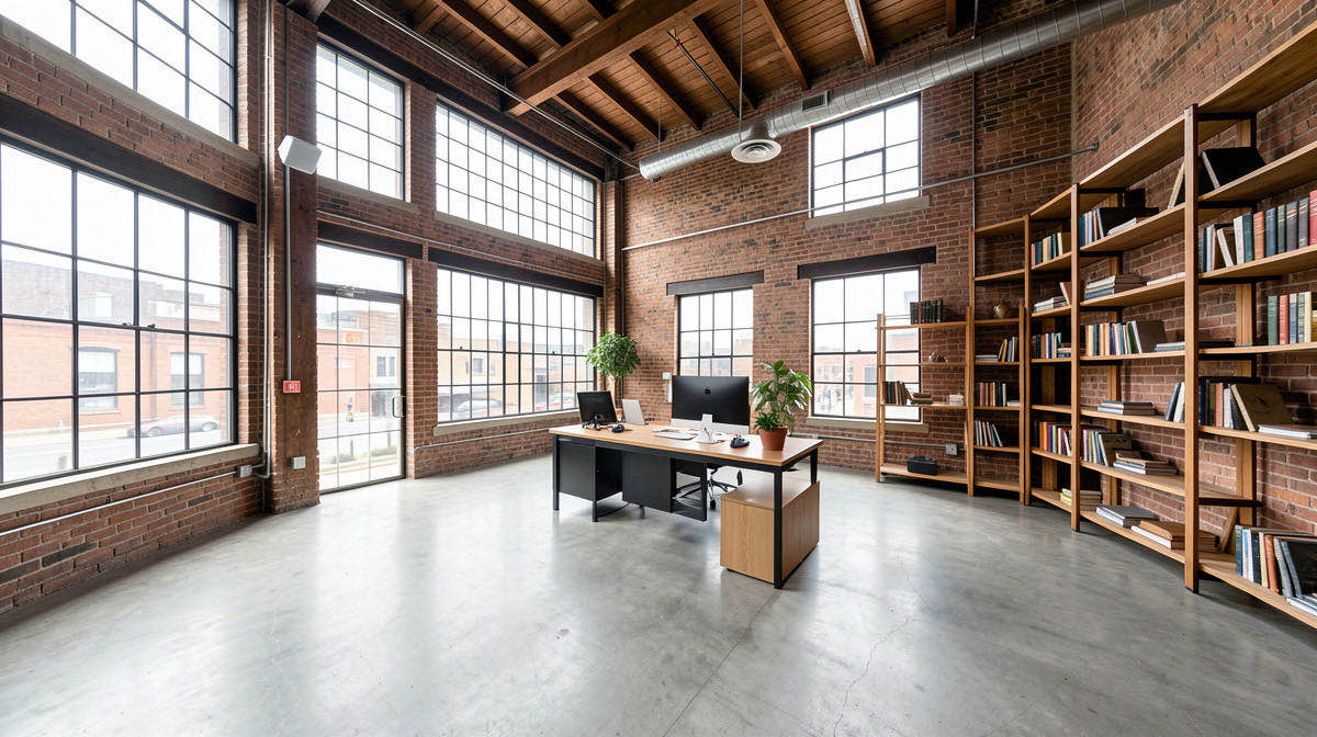 Industrial home office — wide