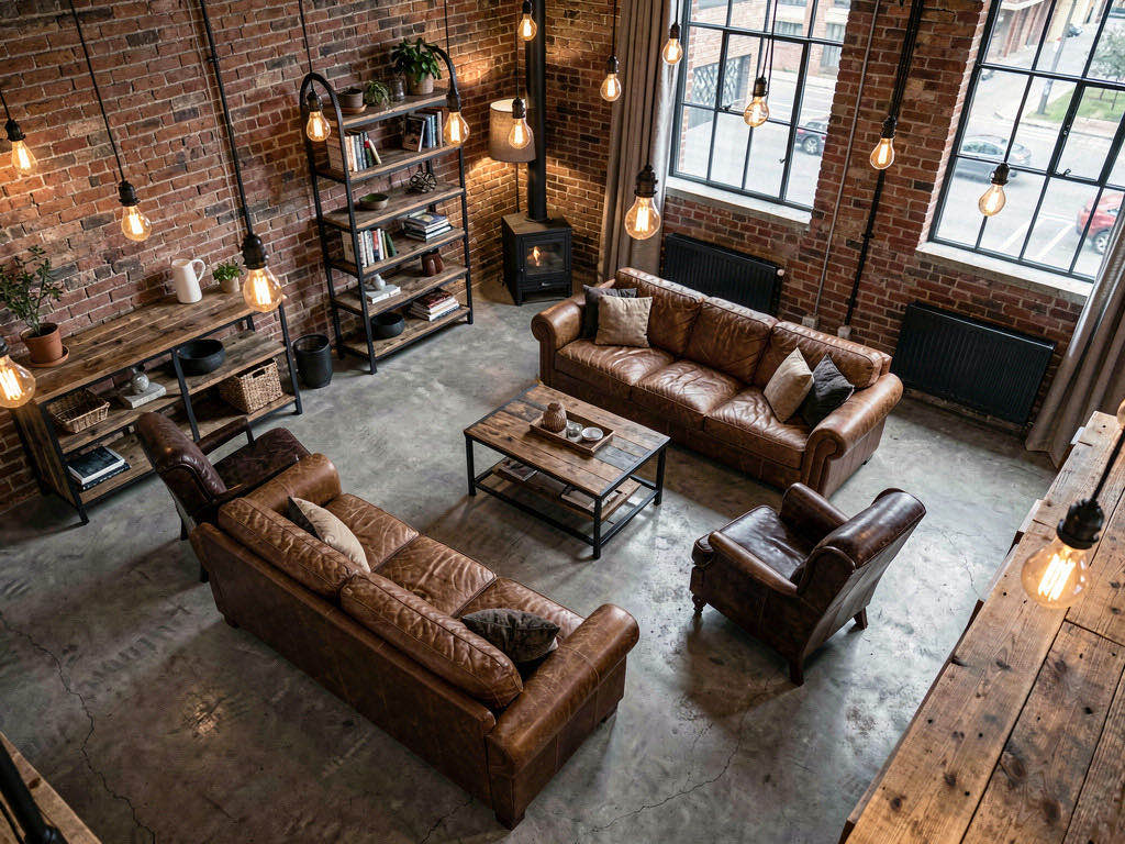 Industrial living room — overhead