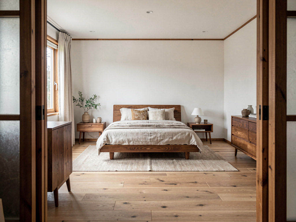 Japandi bedroom — wide