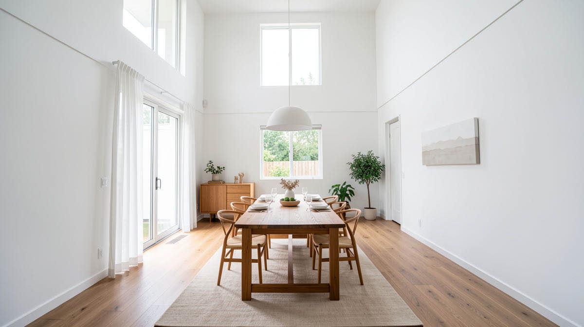 Japandi dining room — wide