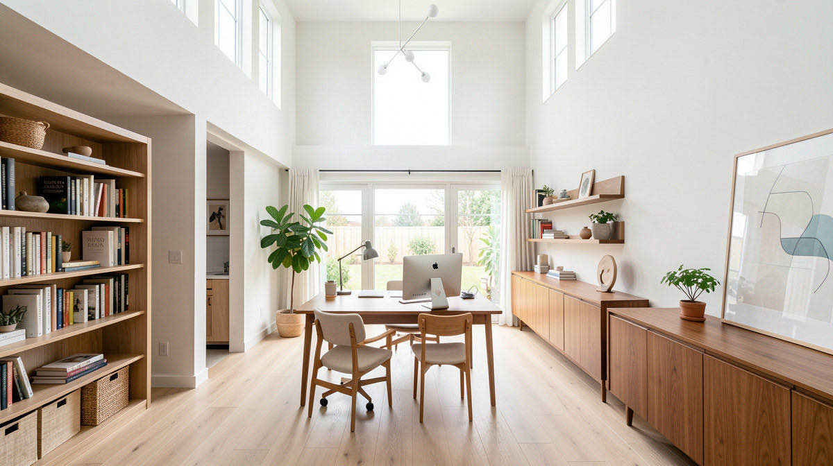 Japandi home office — wide