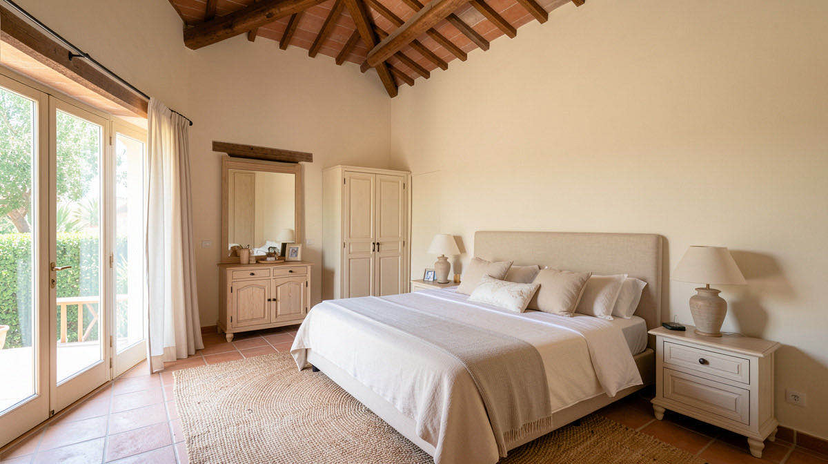 Mediterranean bedroom — wide