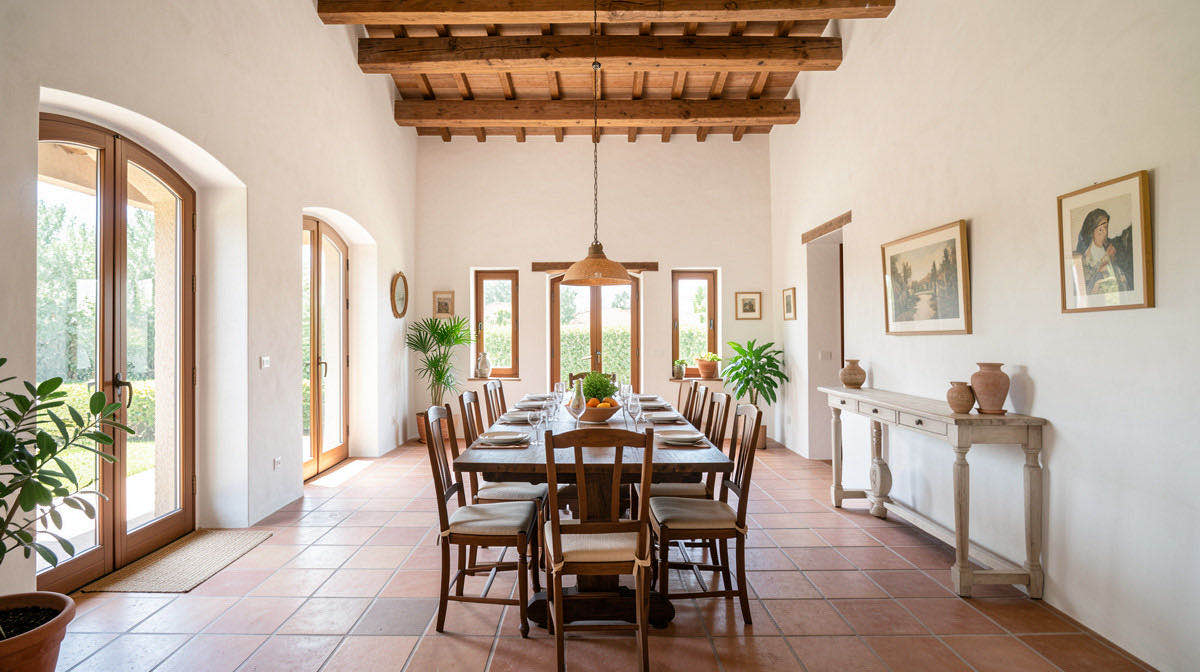 Mediterranean dining room — wide