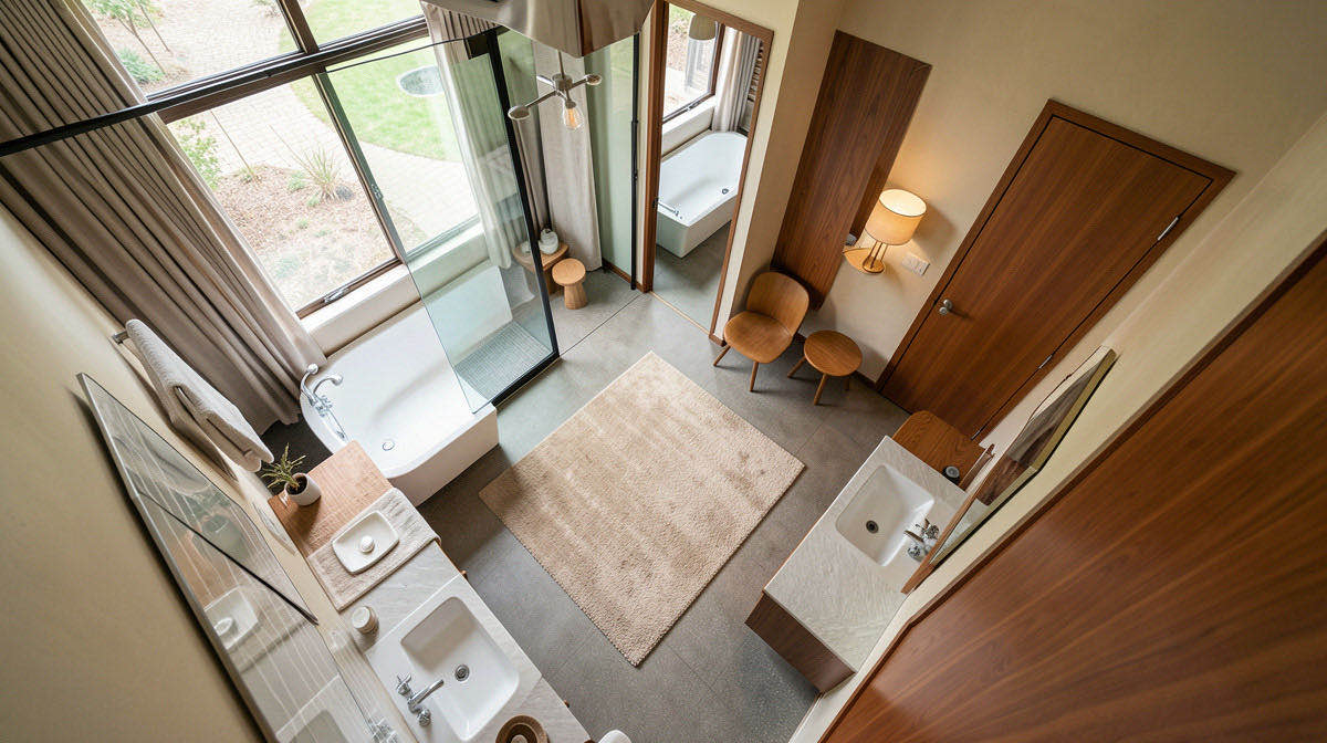 Mid-Century bathroom — overhead