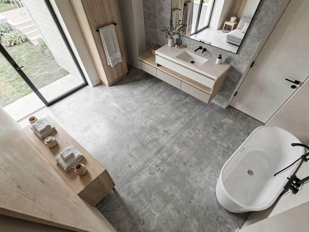 Modern bathroom — overhead