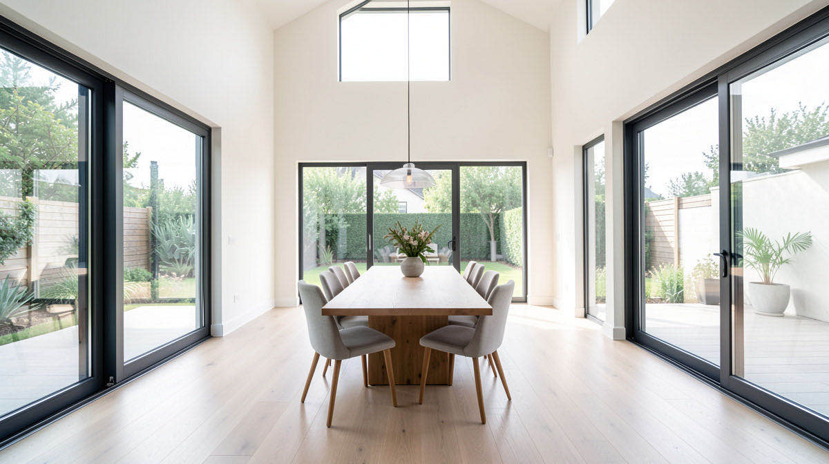 Modern dining room — wide