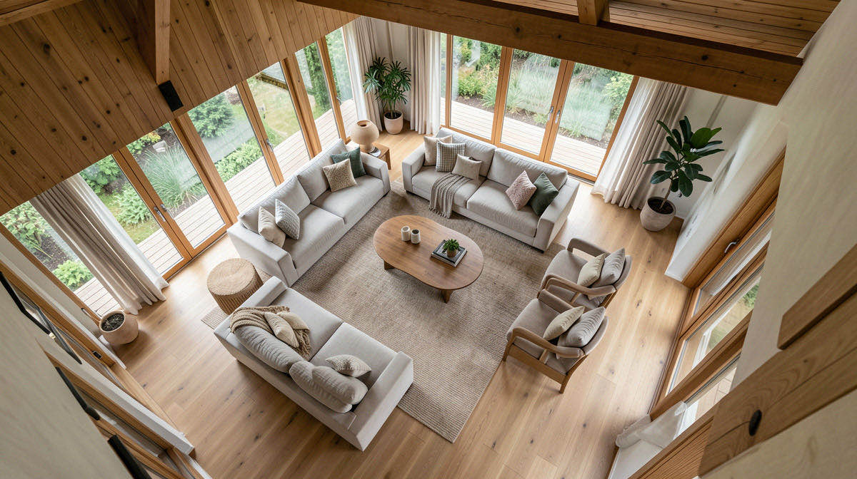 Organic Modern living room — overhead