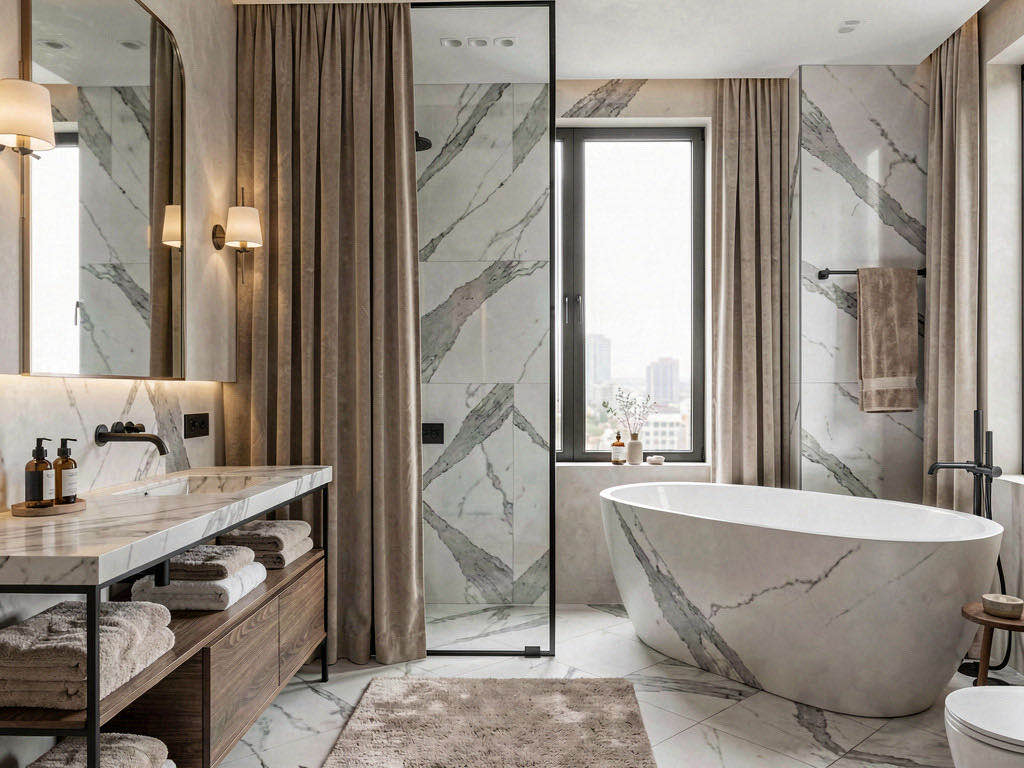 Quiet Luxury bathroom — room view