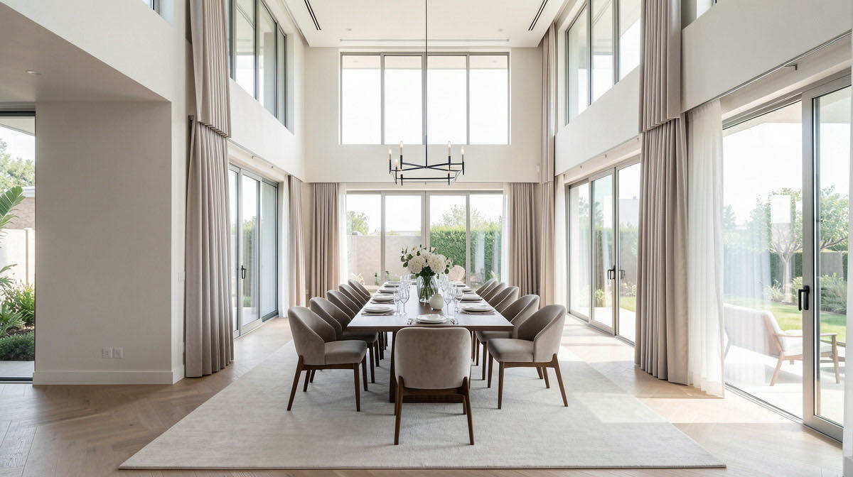 Quiet Luxury dining room — wide