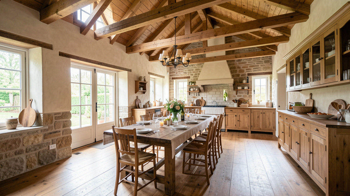 Rustic dining room — wide