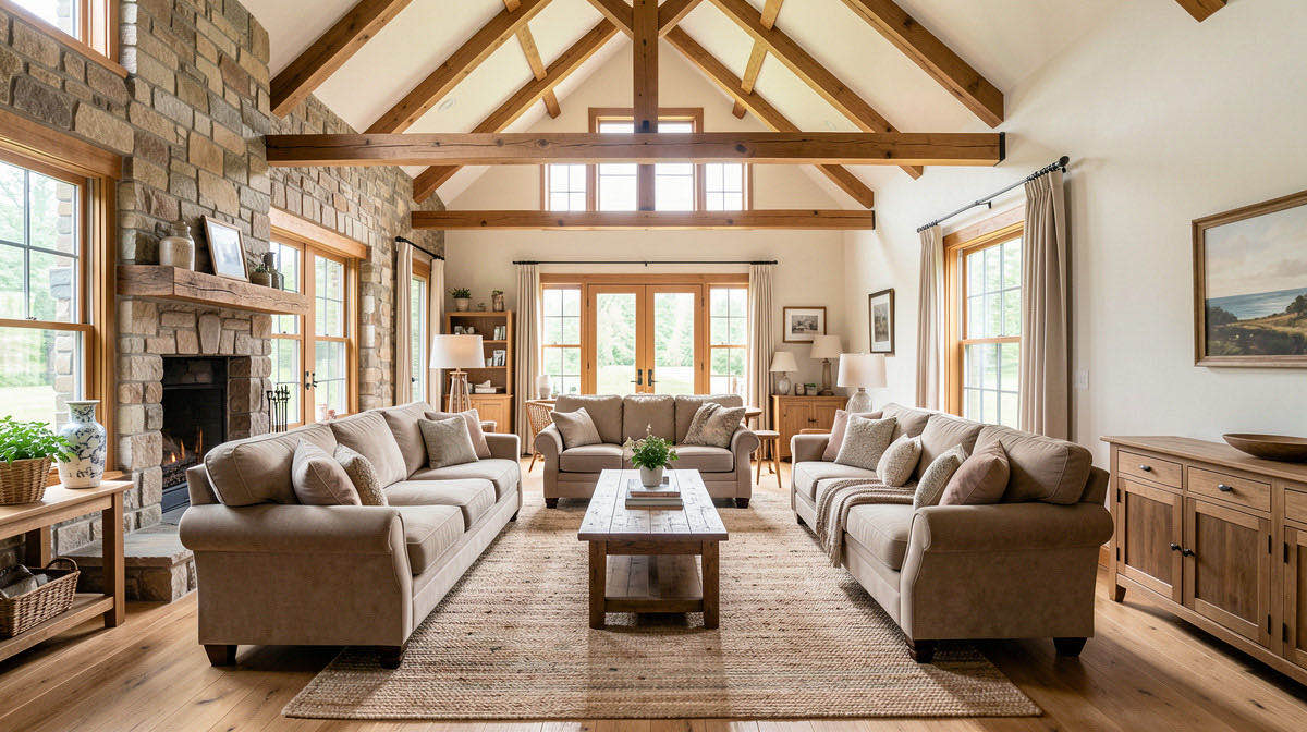 Rustic living room — wide