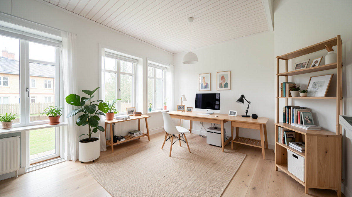 Scandinavian home office — wide