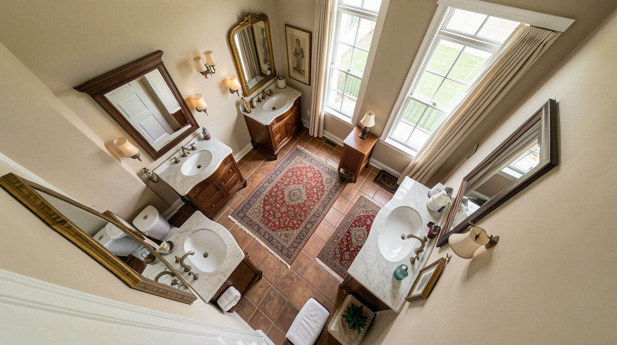 Traditional bathroom — overhead