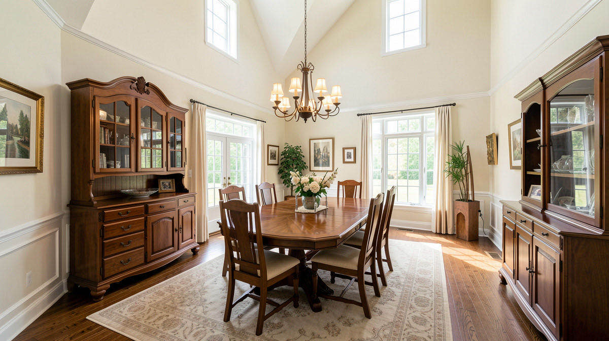 Traditional dining room — wide