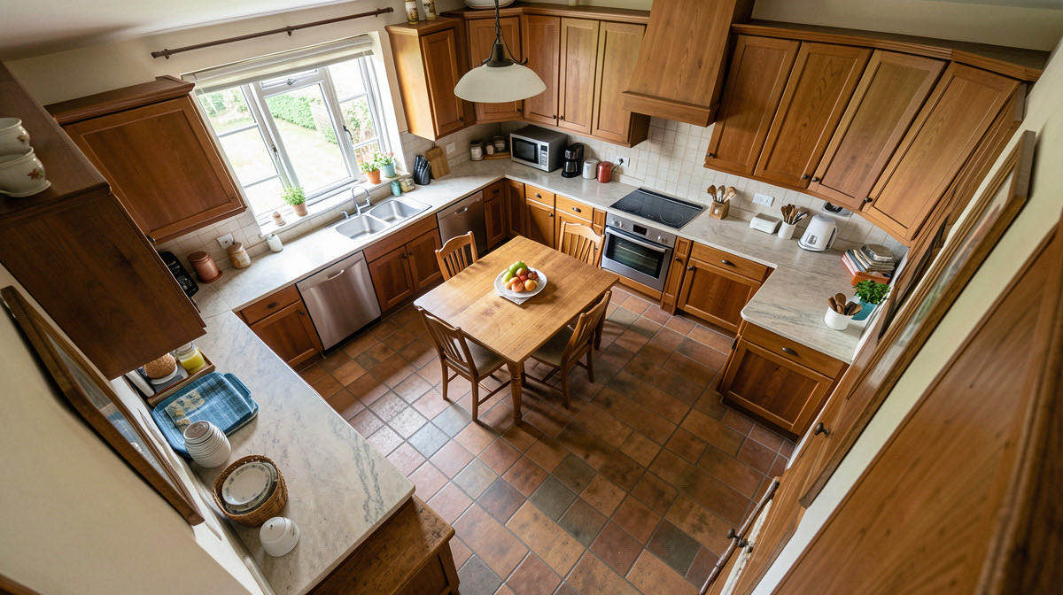Traditional kitchen — overhead