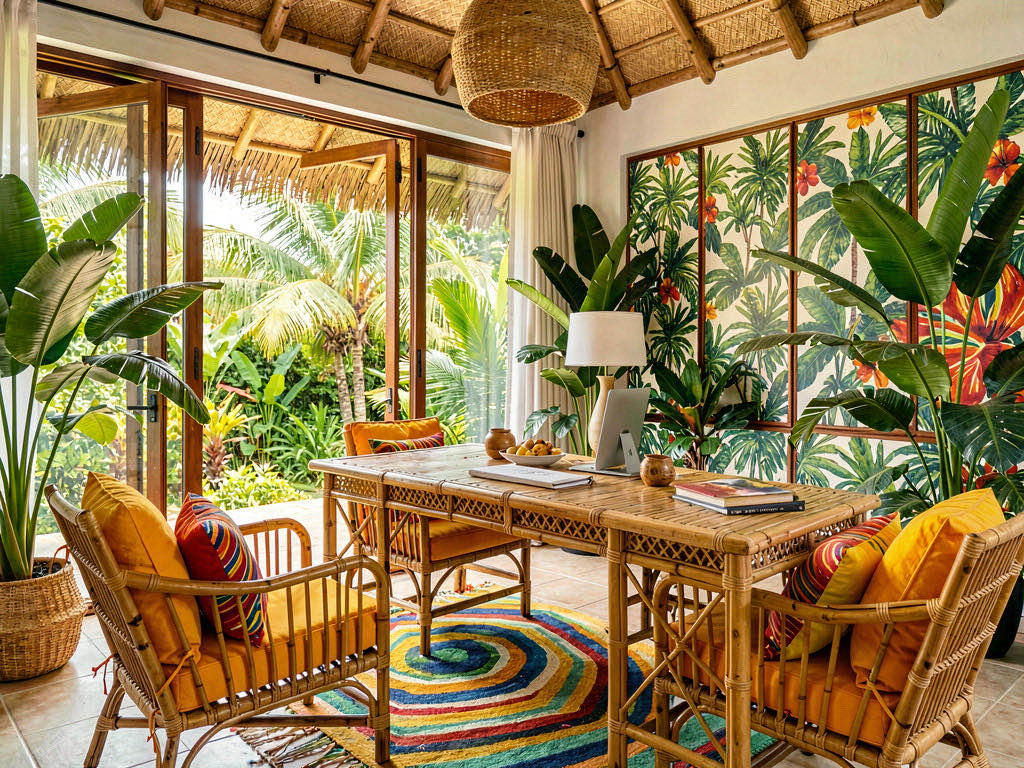 Tropical home office — room view