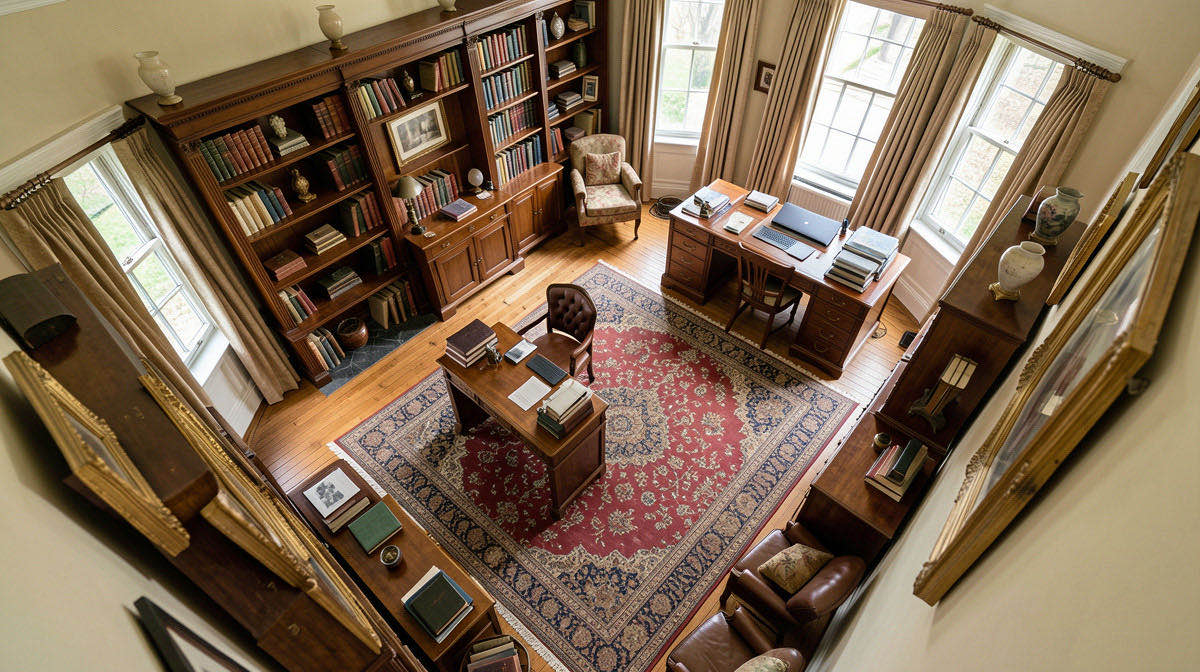 Victorian home office — overhead