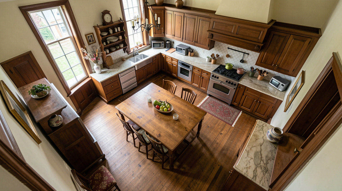 Victorian kitchen — overhead