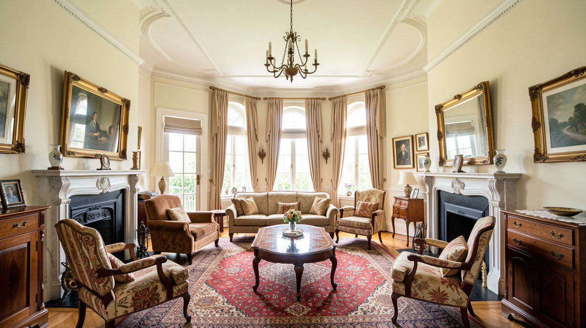 Victorian living room — wide