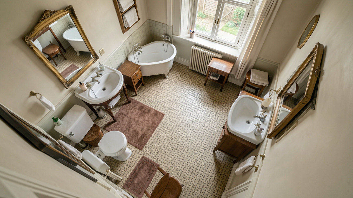 Vintage bathroom — overhead