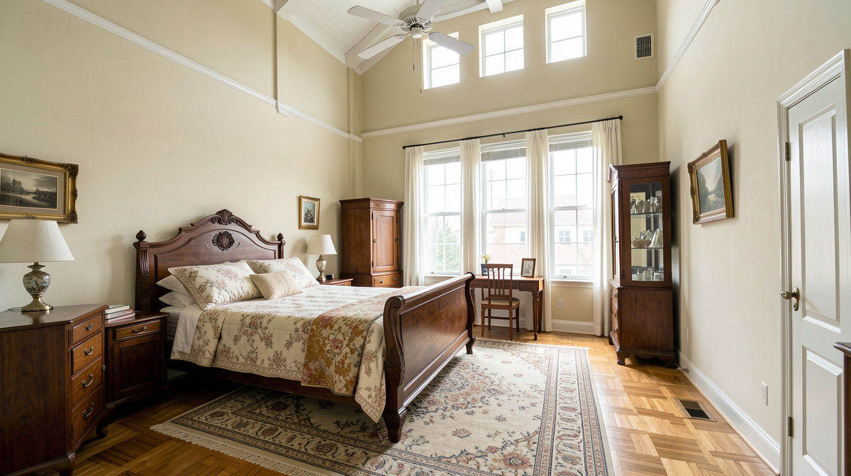 Vintage bedroom — wide
