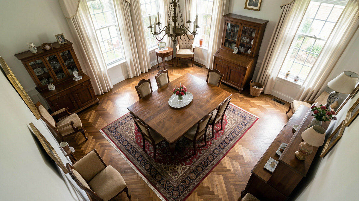 Vintage dining room — overhead