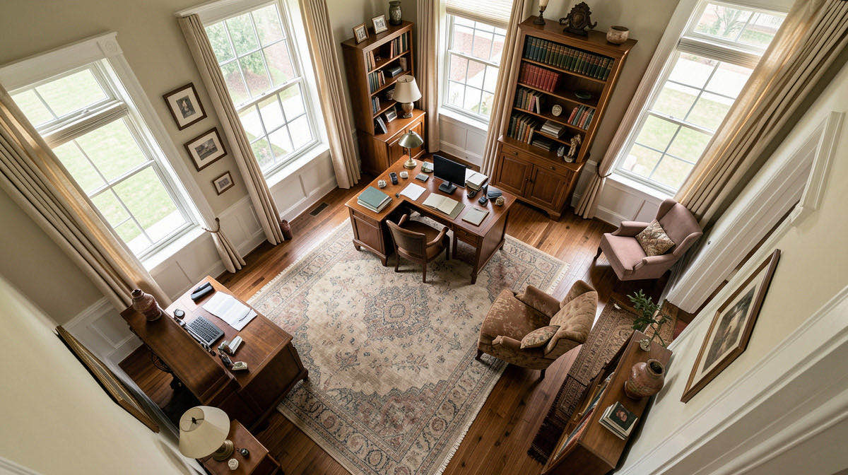 Vintage home office — overhead