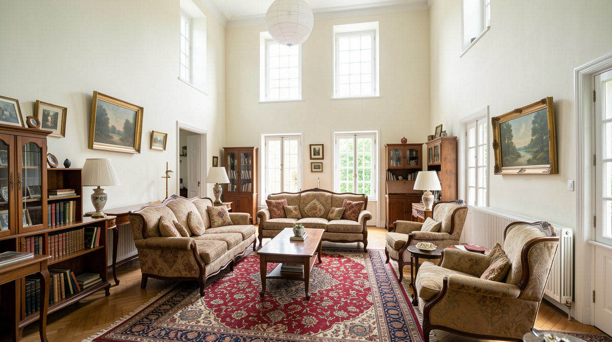 Vintage living room — wide