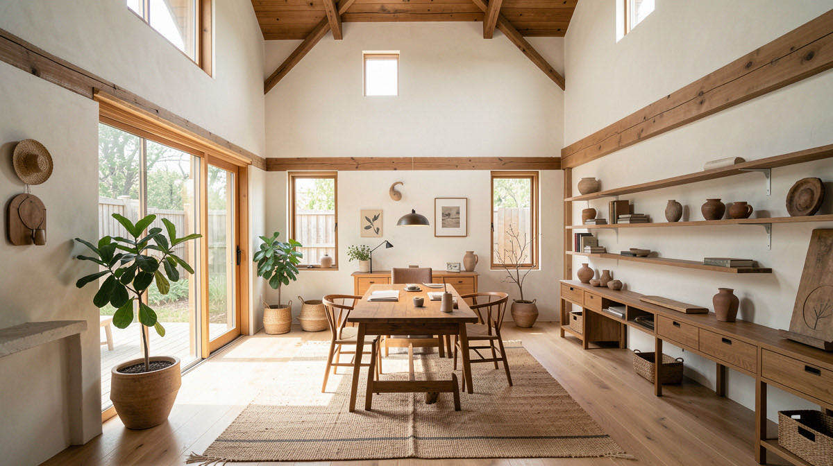 Wabi-Sabi home office — wide
