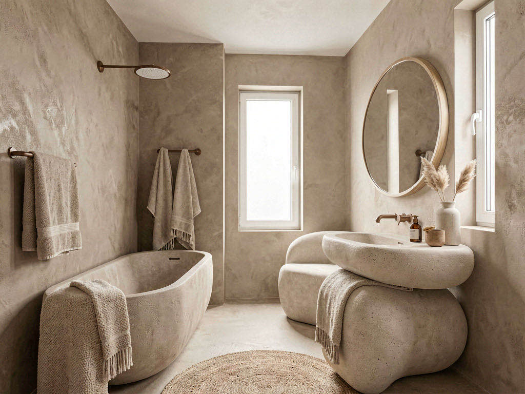 Warm Minimalism bathroom — room view