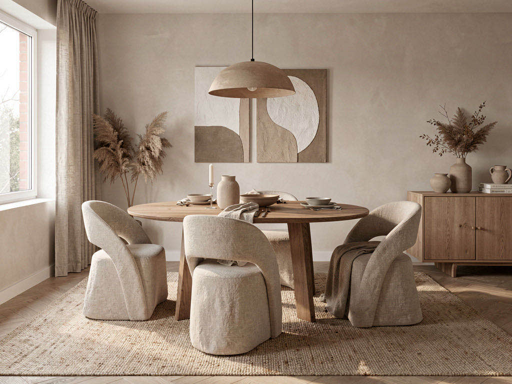 Warm Minimalism dining room — room view