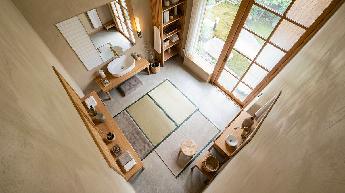 Zen bathroom — overhead