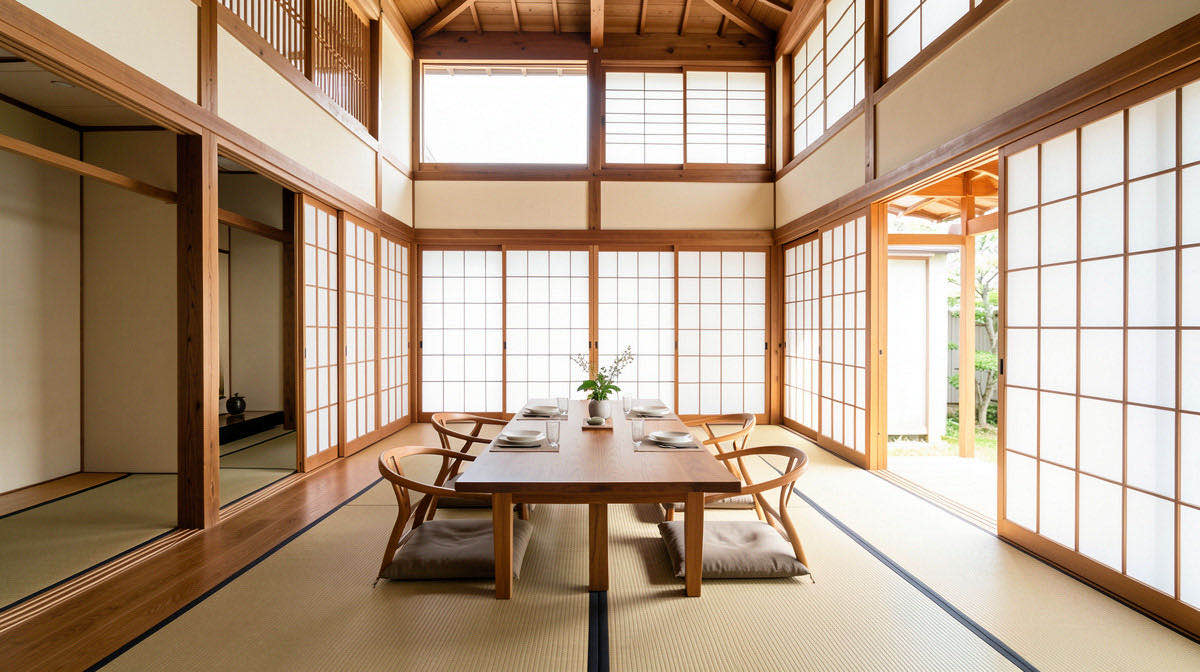 Zen dining room — wide