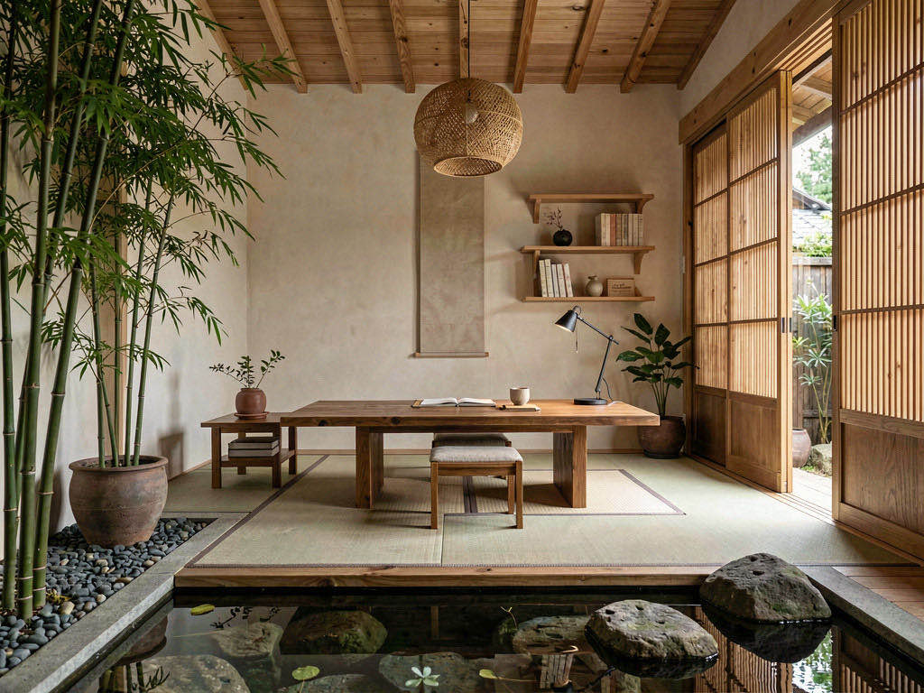 Zen home office — room view