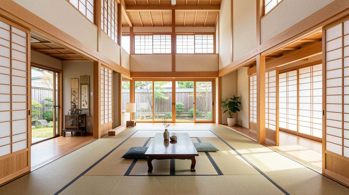 Zen living room — wide